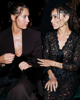 Zoë Kravitz Saint Laurent SS27 sheer lace front row