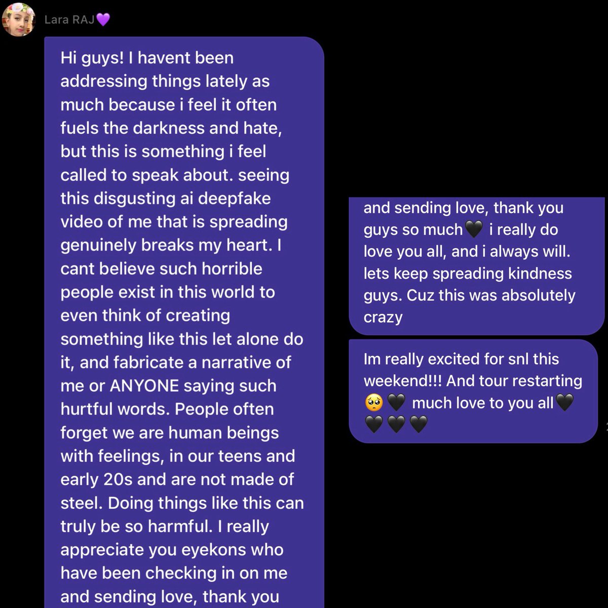 Lara Raj KATSEYE AI deepfake Weverse statement not made of steel 2026