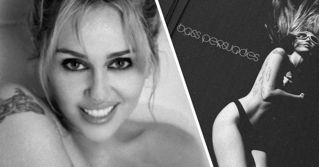 Miley Cyrus topless album cover imagery via @OKMagazine on X