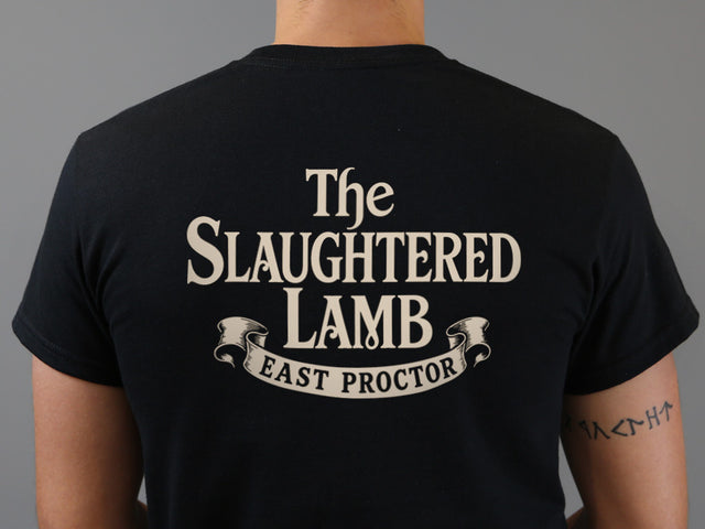 Statement slogan tee back print — original Twitter media @LASTEXITshirts
