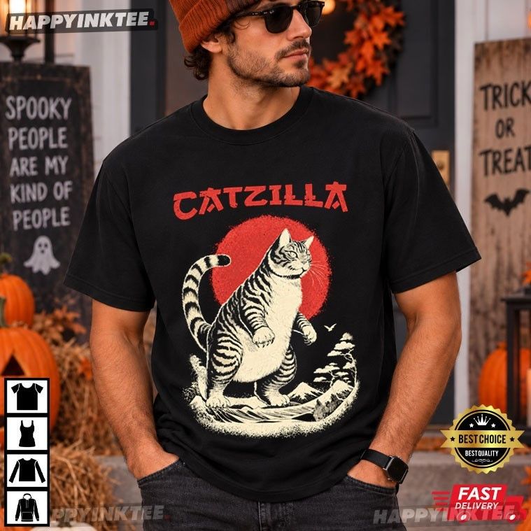 Catzilla/Kaiju style graphic tee — original Twitter media