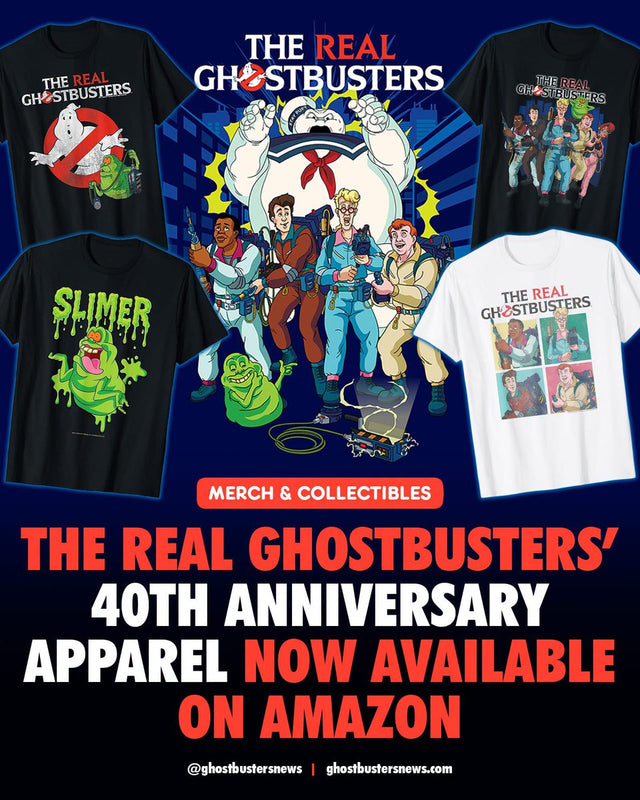 Real Ghostbusters 40th anniversary apparel tees on Amazon