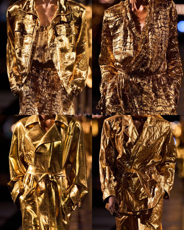 Saint Laurent SS27 gold metallic runway