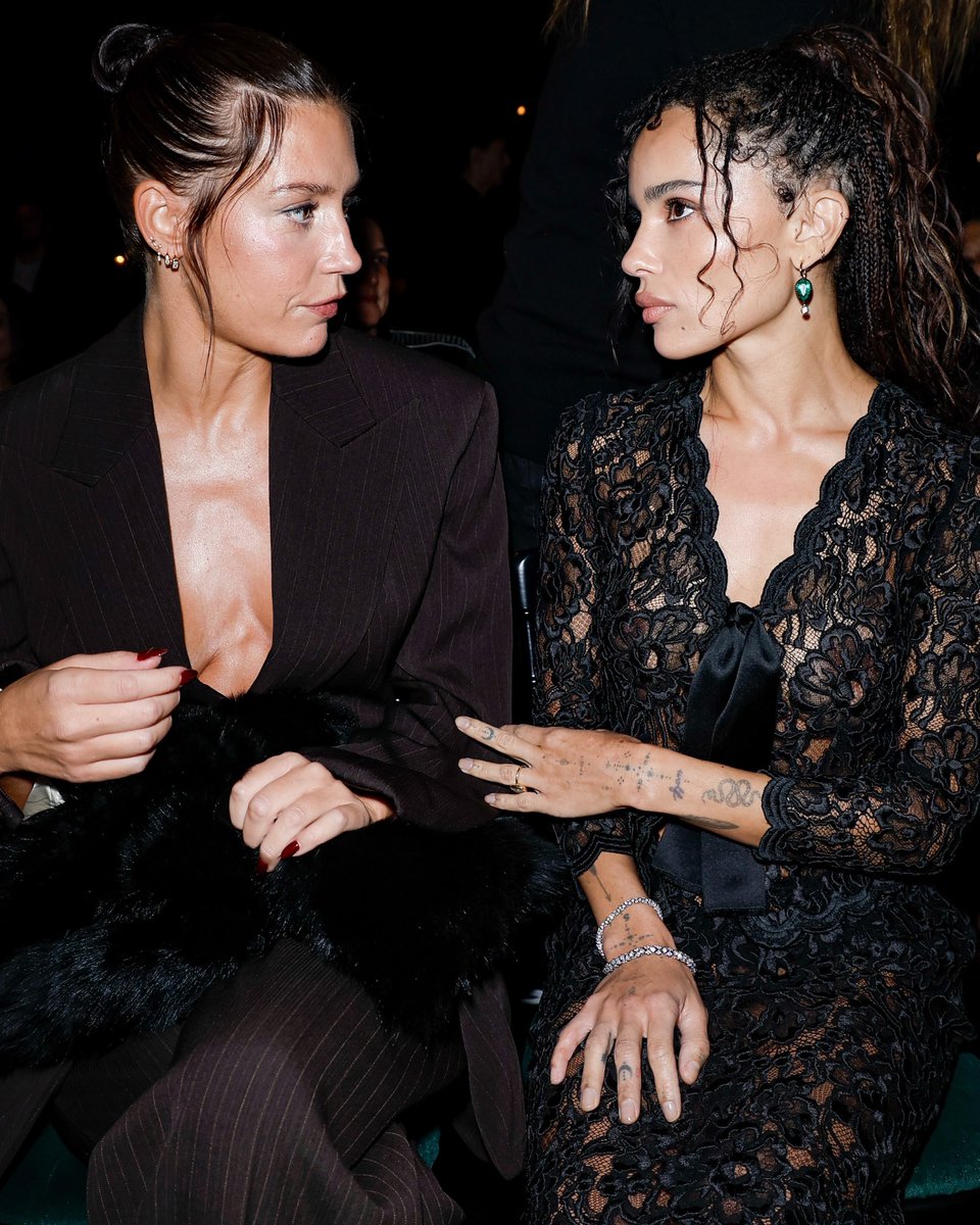 Zoë Kravitz Saint Laurent SS27 sheer lace front row