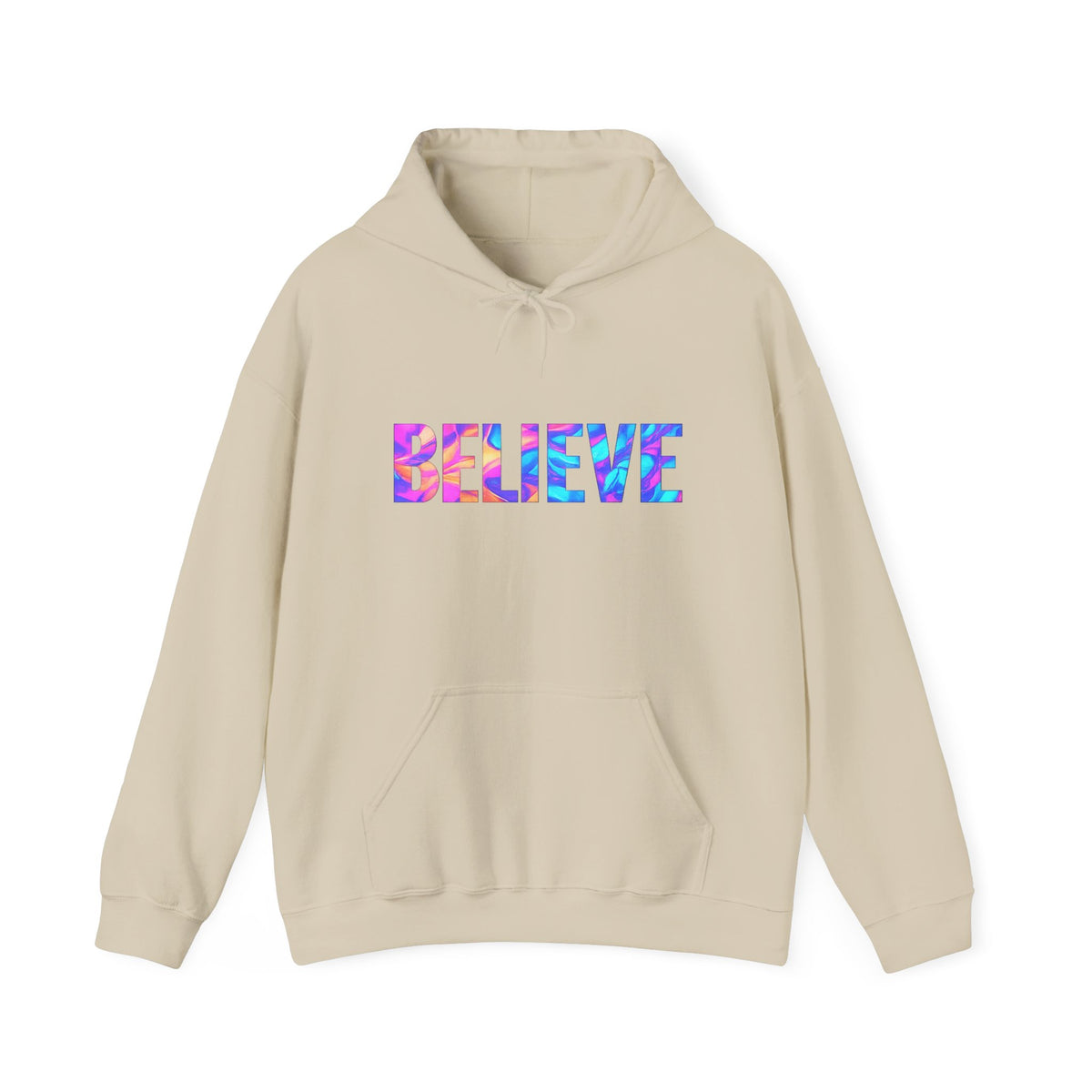 Believe in Yourself Hoodie — Colorful Watercolor Text Inspirational Sweatshirt