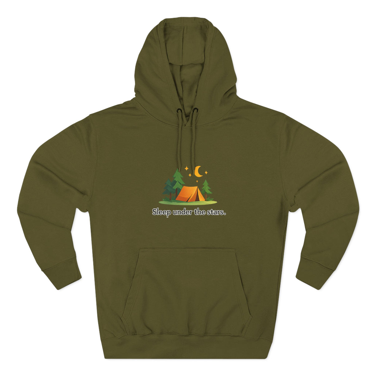 Camping Hoodie — "Sleep Under the Stars" Tent & Moon Graphic