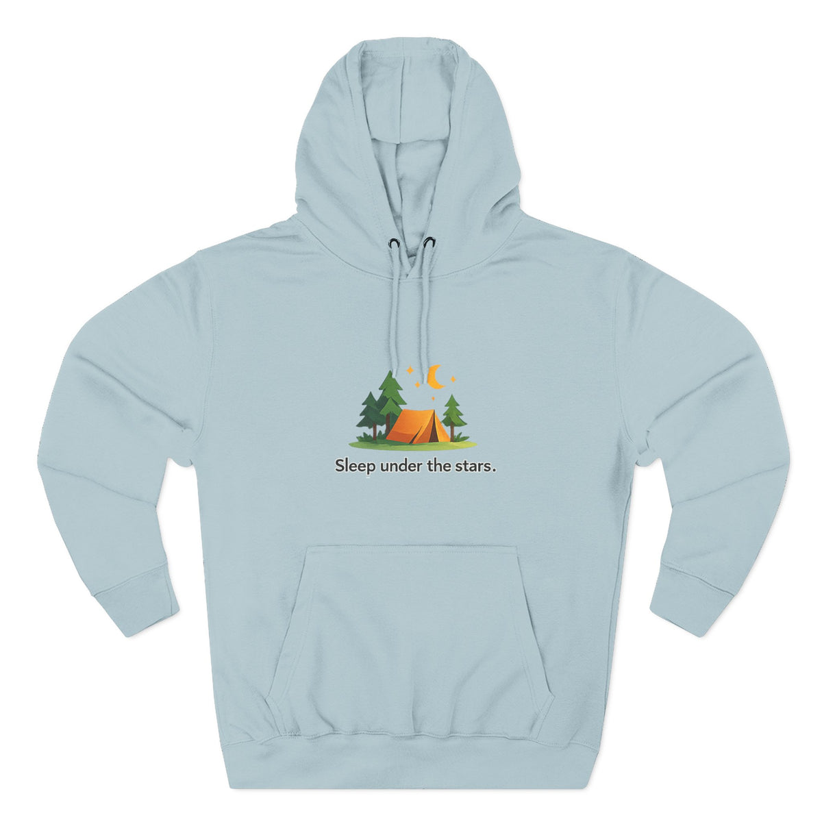 Camping Hoodie — "Sleep Under the Stars" Tent & Moon Graphic