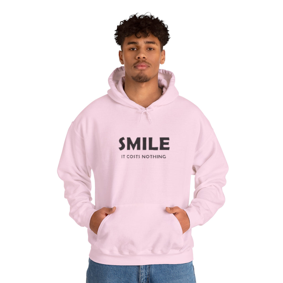 Smile It Costs Nothing Hoodie — Minimalist Positive Message Hooded Sweatshirt
