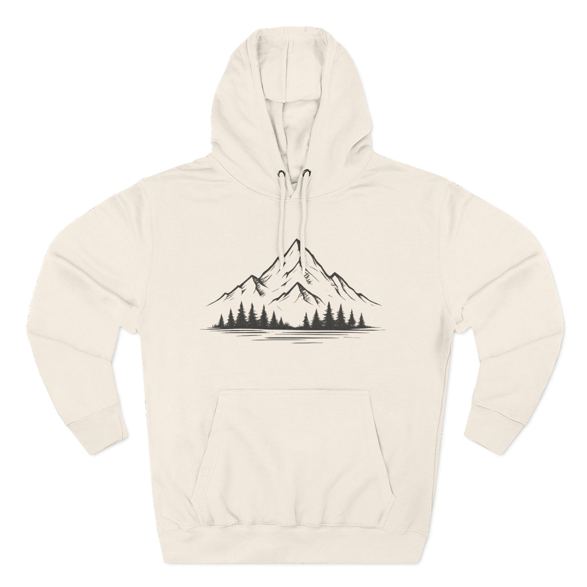 Mountain Pines Hoodie — Minimal Mountain & Forest Graphic Pullover