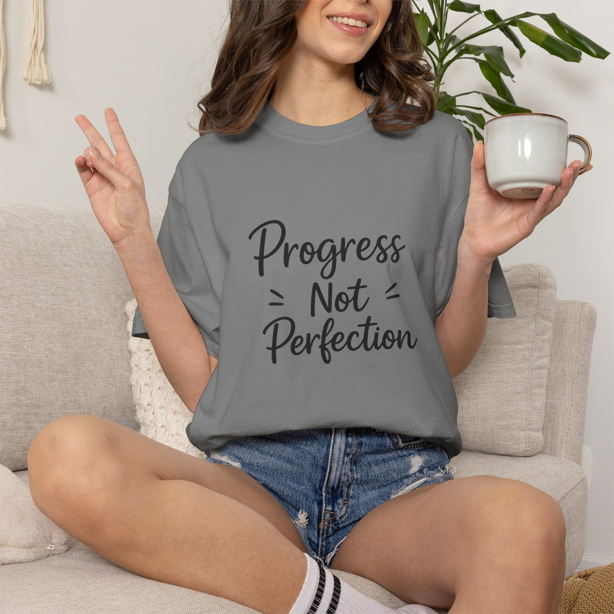T-Shirt — "Progress Not Perfection" Inspirational Graphic Tee