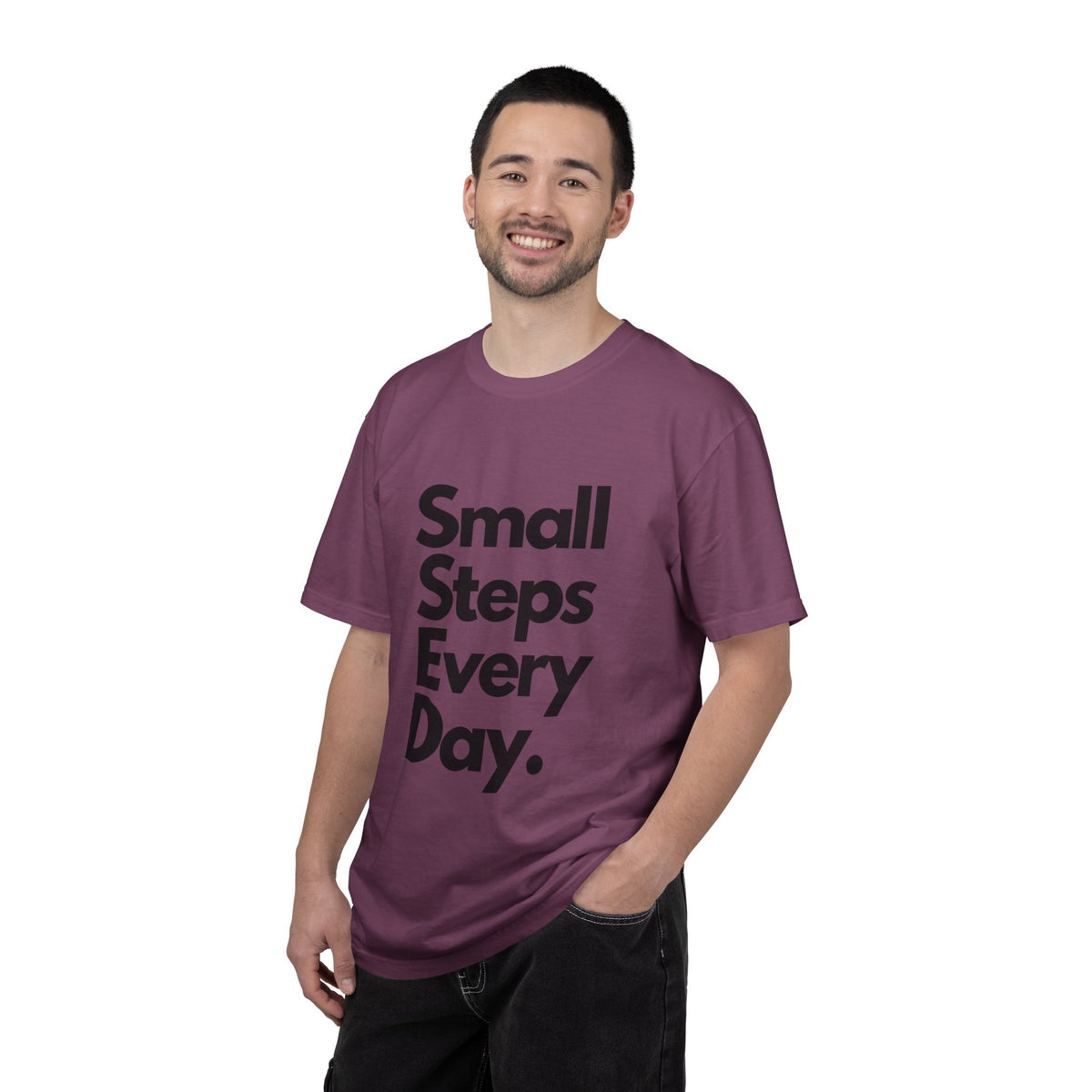 Motivational Tee — “Small Steps Every Day.” Inspirational Casual T-Shirt