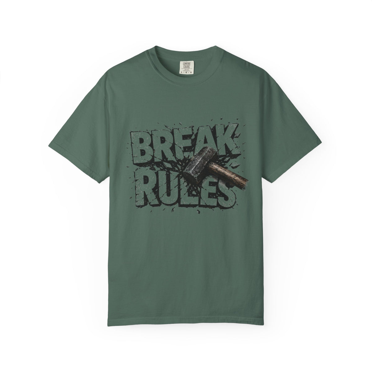 Break Rules T-Shirt — Graphic 'Break Rules' Design with Hammer