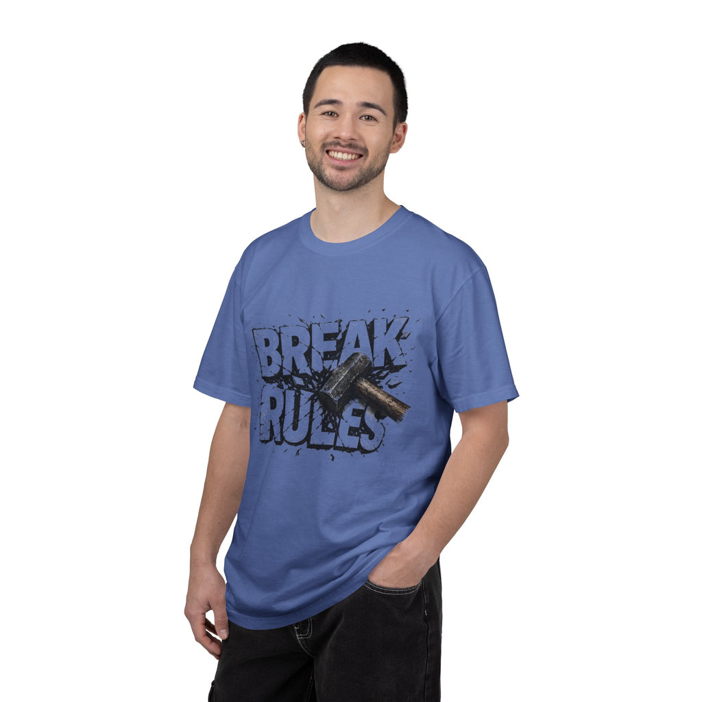 Break Rules T-Shirt — Graphic 'Break Rules' Design with Hammer