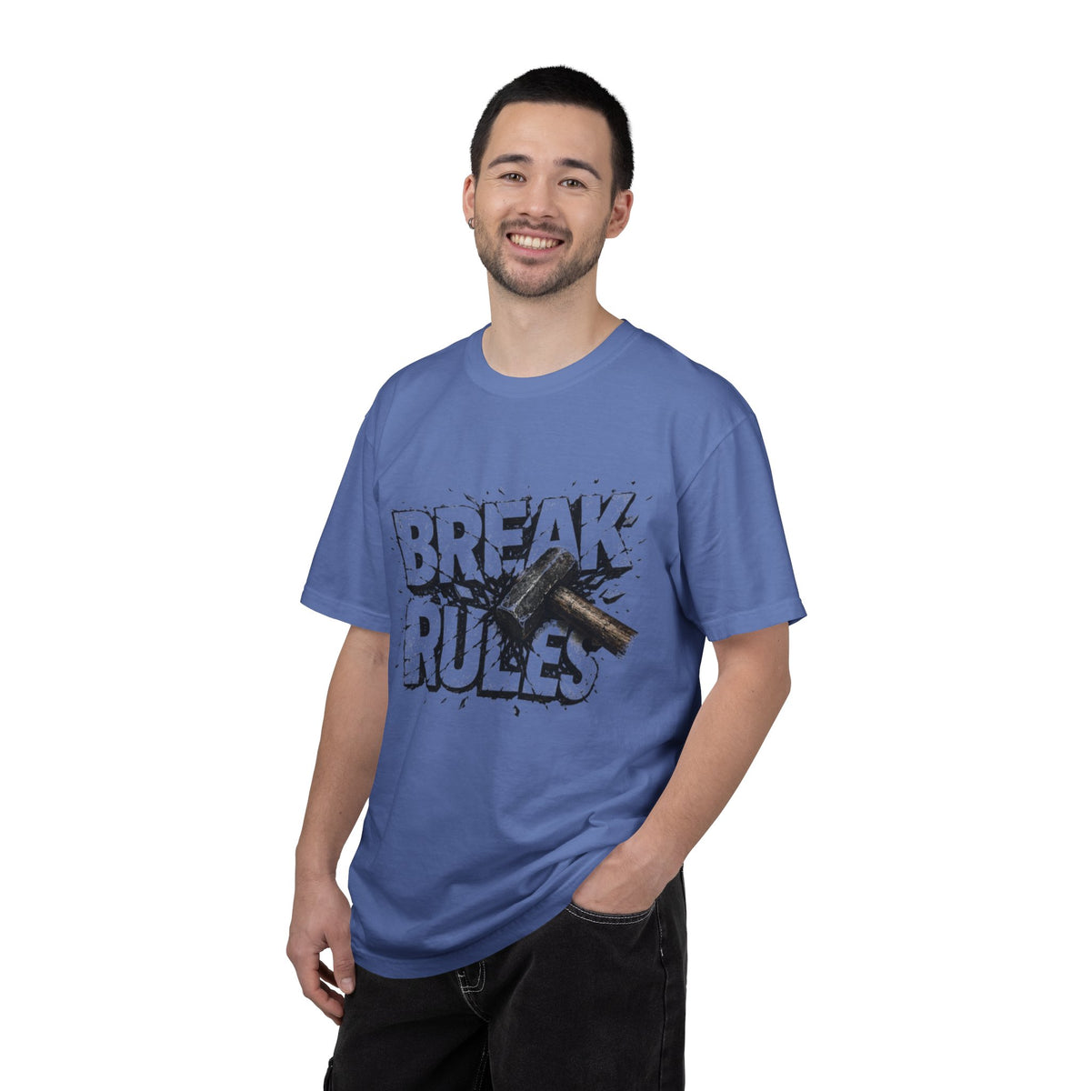 Break Rules T-Shirt — Graphic 'Break Rules' Design with Hammer