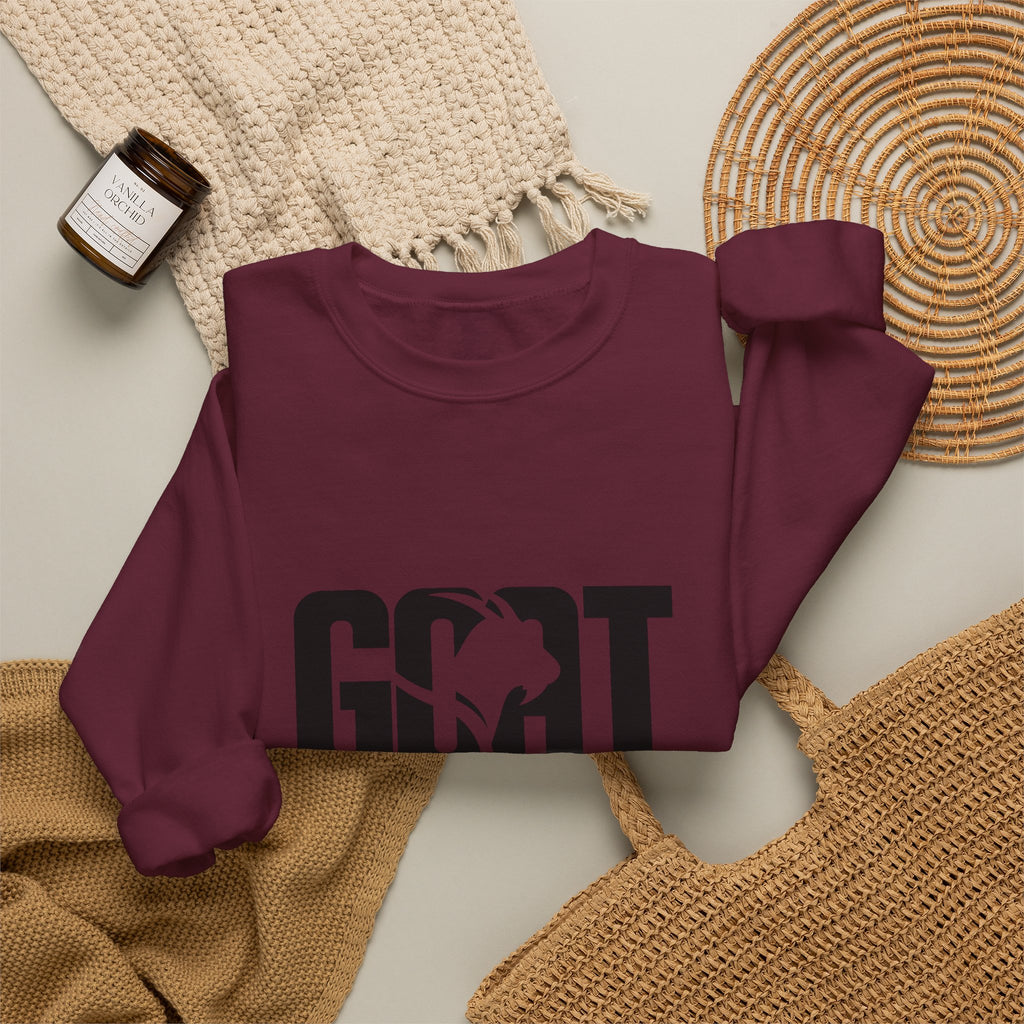 GOAT Graphic Sweatshirt — Athletic "GOAT" Logo Crewneck for Sports Fans