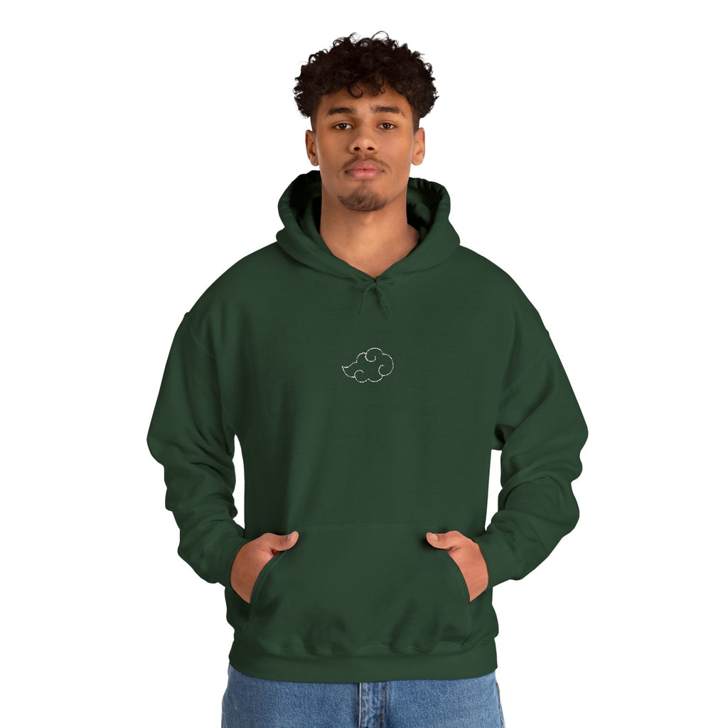 Minimal Cloud Outline Hoodie — Small White Cloud Graphic Embroidered