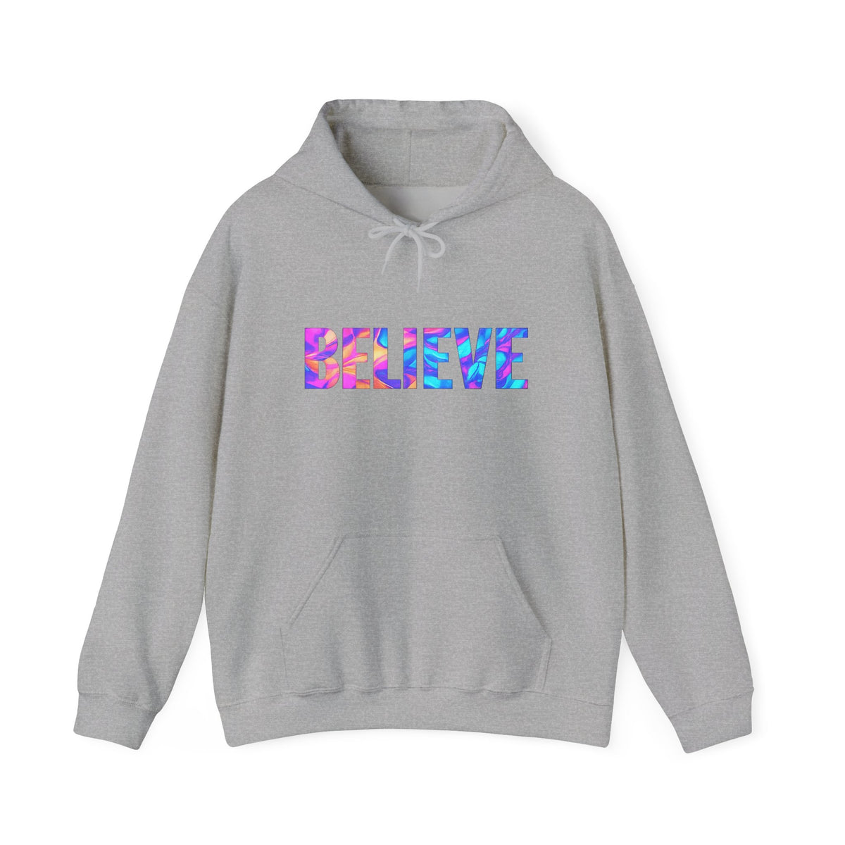 Believe in Yourself Hoodie — Colorful Watercolor Text Inspirational Sweatshirt
