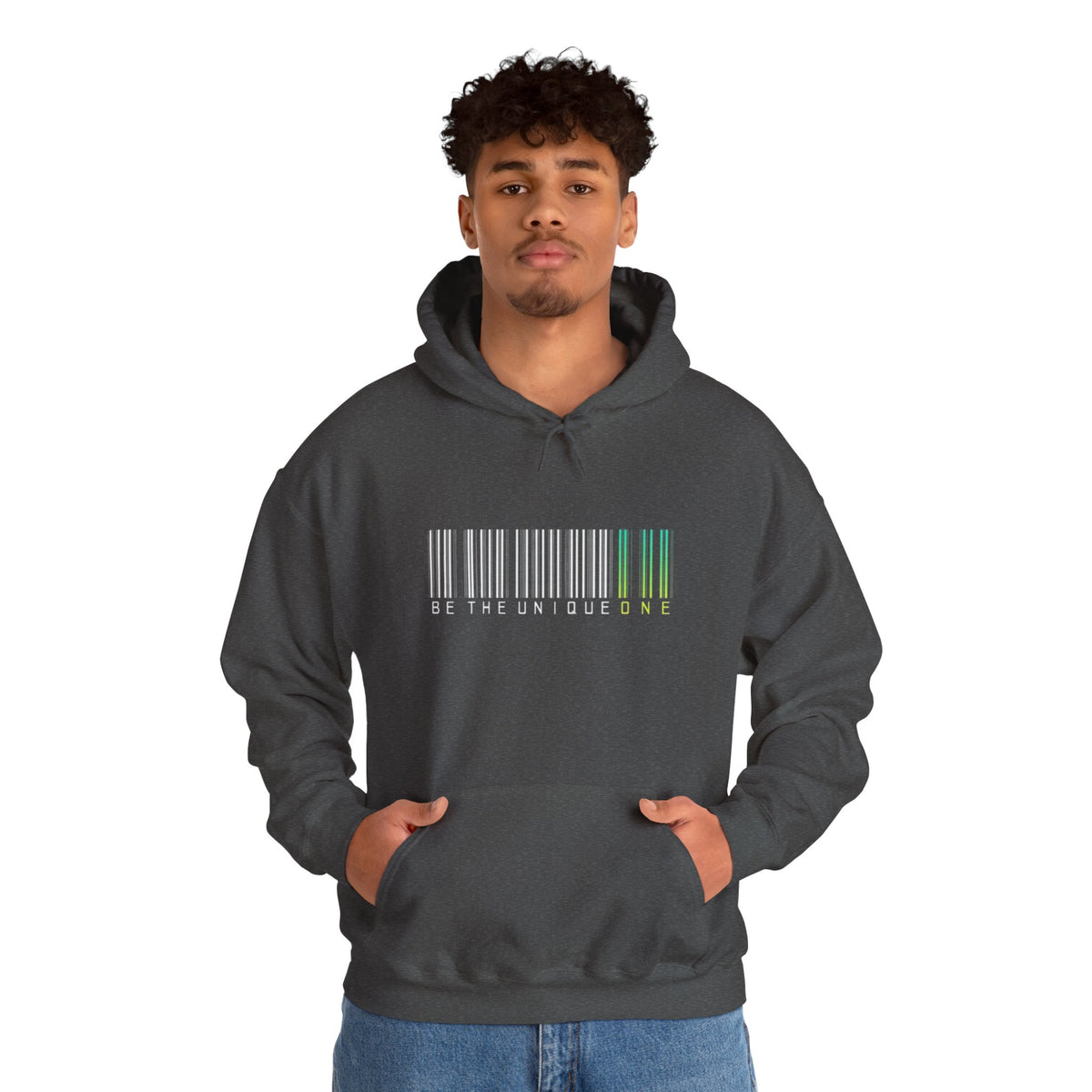 Unique One Barcode Hoodie — "Be the Unique One" Graphic Pullover
