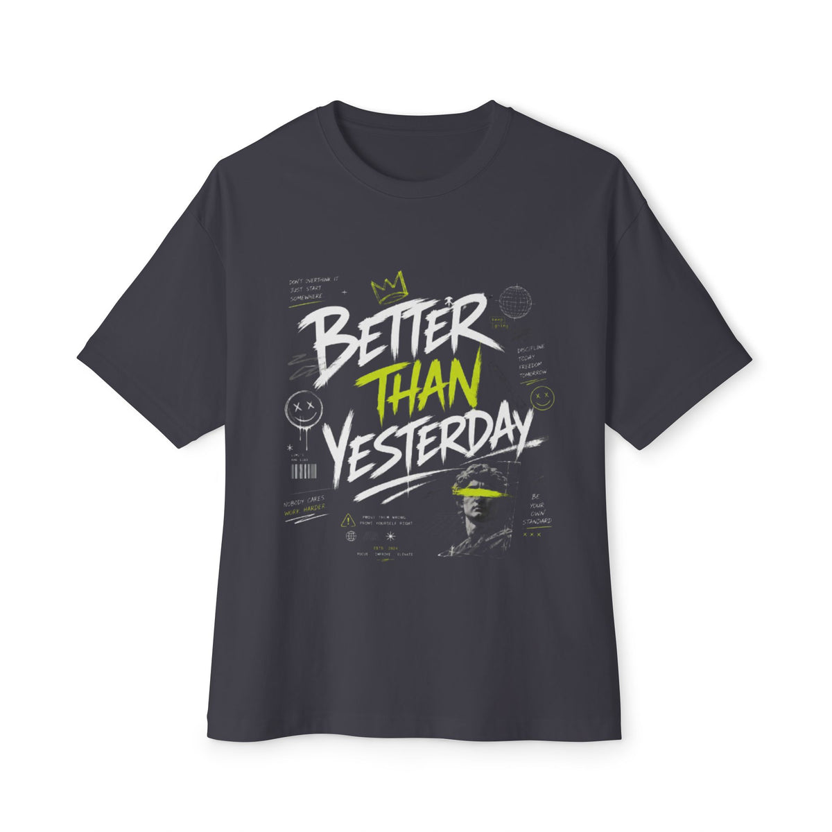 Better Than Yesterday Graphic Tee — Motivational Oversized Boxy T‑Shirt