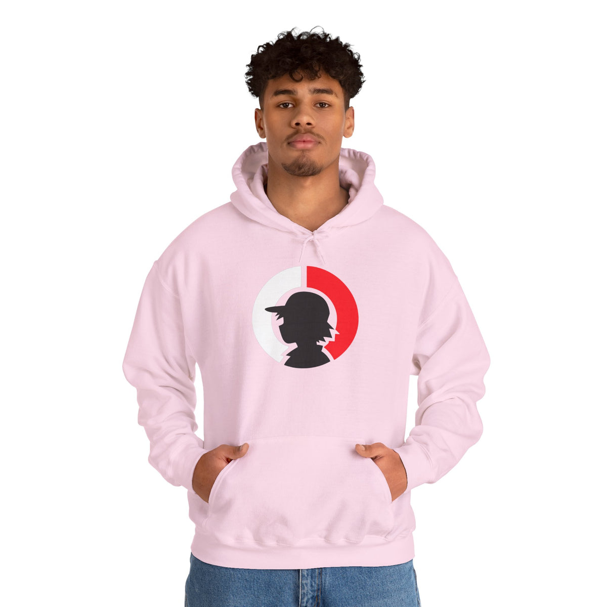 Detective Silhouette Hoodie – Minimal Red Moon Mystery Graphic