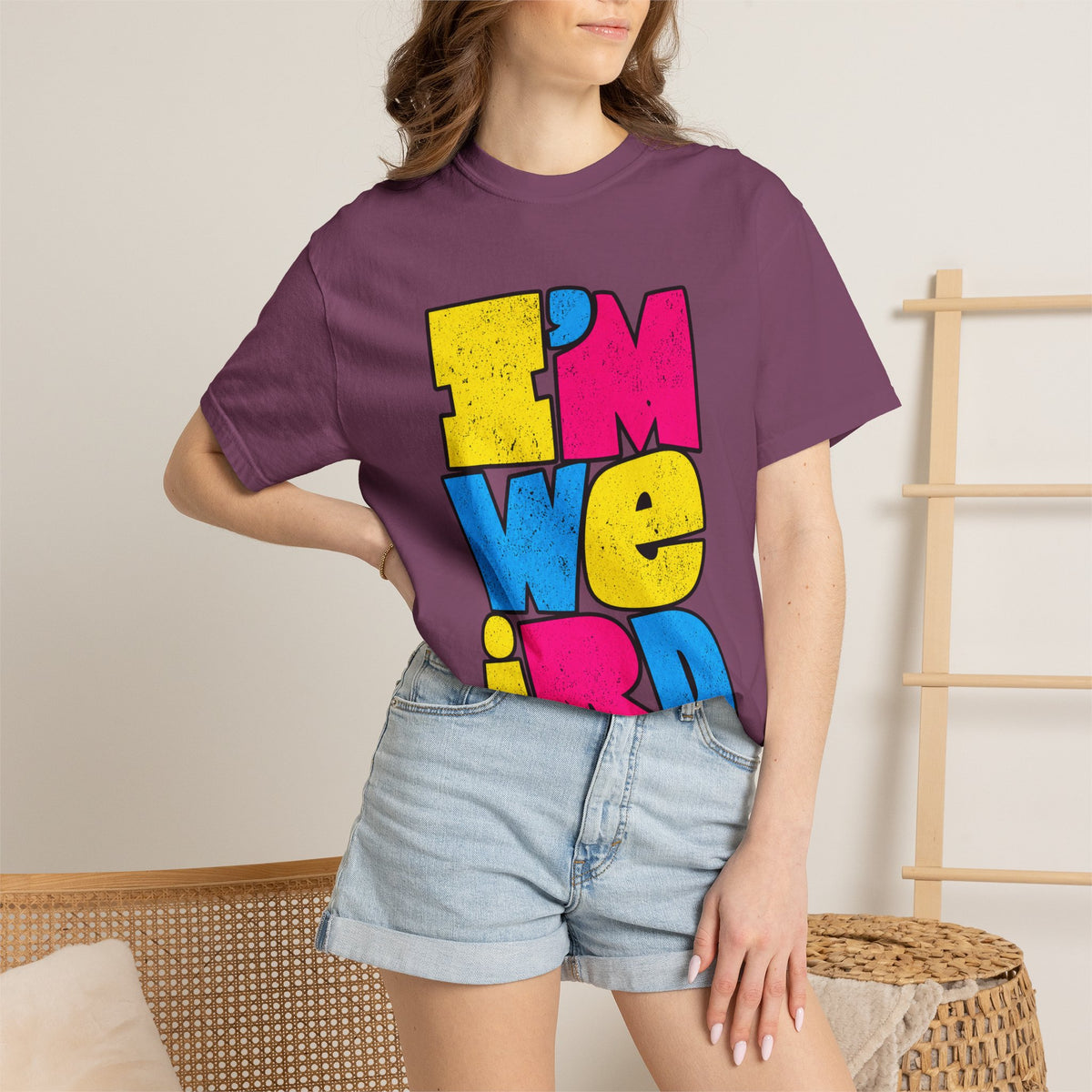 "I'M WEIRD" Colorblock Graphic T-Shirt — Retro Pop Statement Tee