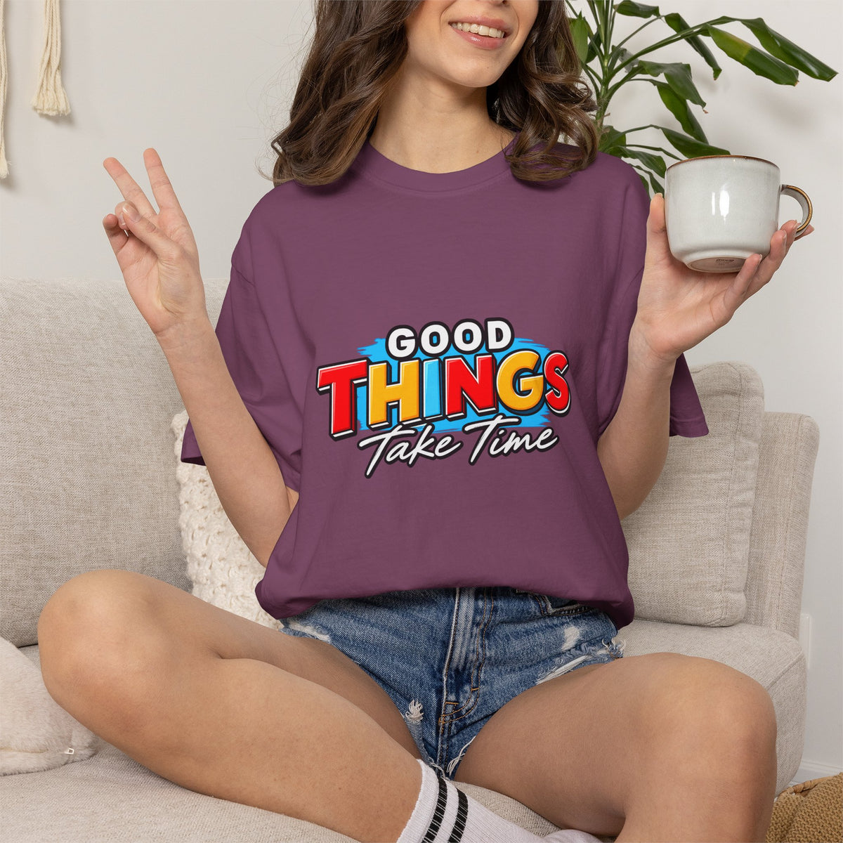 T-Shirt — "Good Things Take Time" Retro Graphic Tee