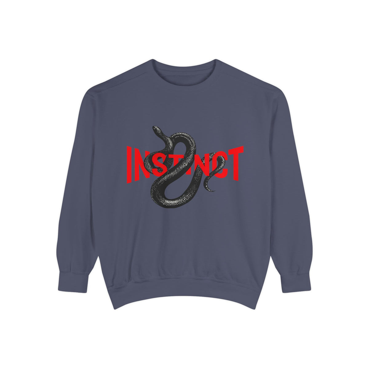 Instinct Snake Sweatshirt — Graphic Crewneck with Bold Red Text