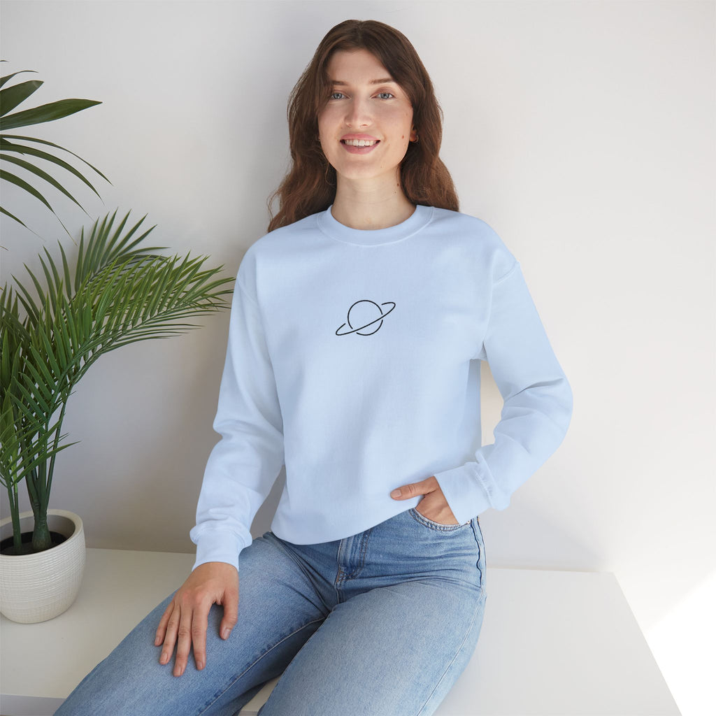 Minimal Planet Crewneck Sweatshirt Embroidered