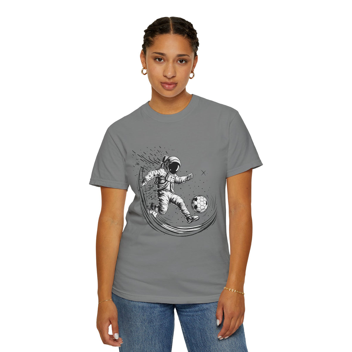 Astronaut Soccer T-Shirt — Space Football Graphic Tee