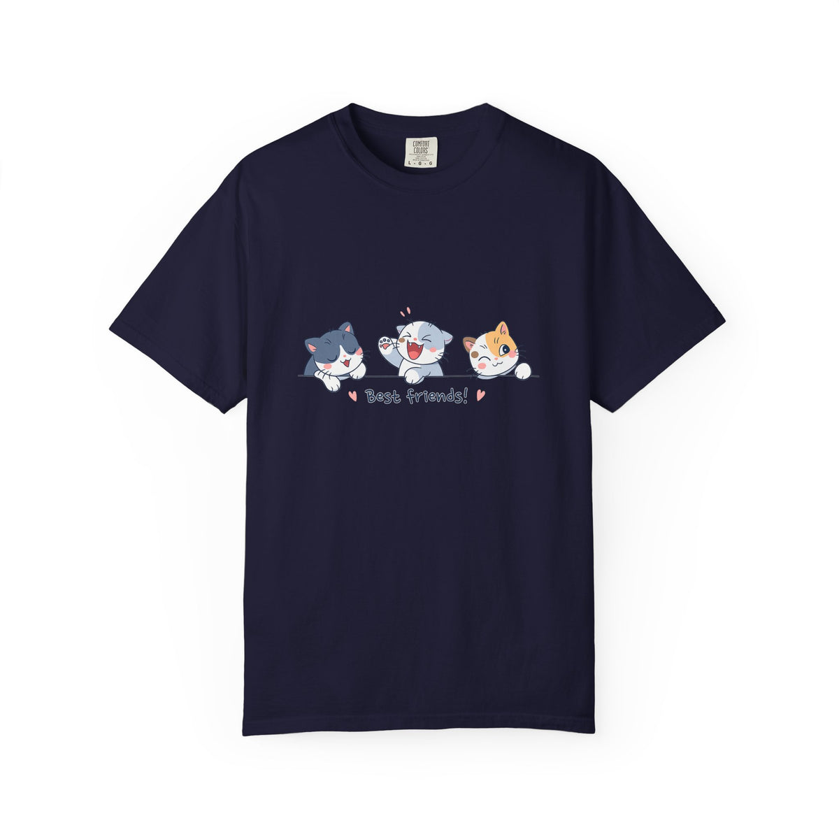 Cute ‘Best Friends!’ Cat T-Shirt — Cartoon Kitten Trio Graphic Tee