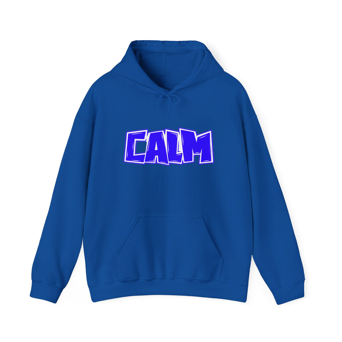 Calm Graphic Hoodie — Bold Blue Streetwear Pullover