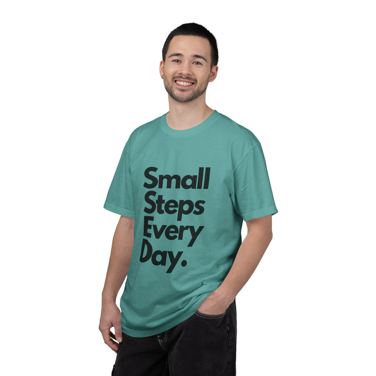 Motivational Tee — “Small Steps Every Day.” Inspirational Casual T-Shirt