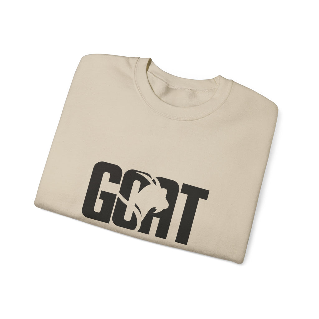 GOAT Graphic Sweatshirt — Athletic "GOAT" Logo Crewneck for Sports Fans