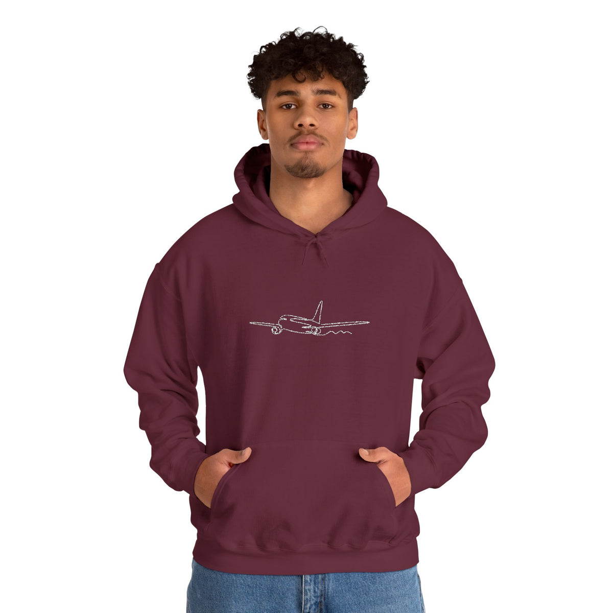 Airplane Silhouette Embroidered Hoodie — Minimal Flight Crew & Aviation Gift