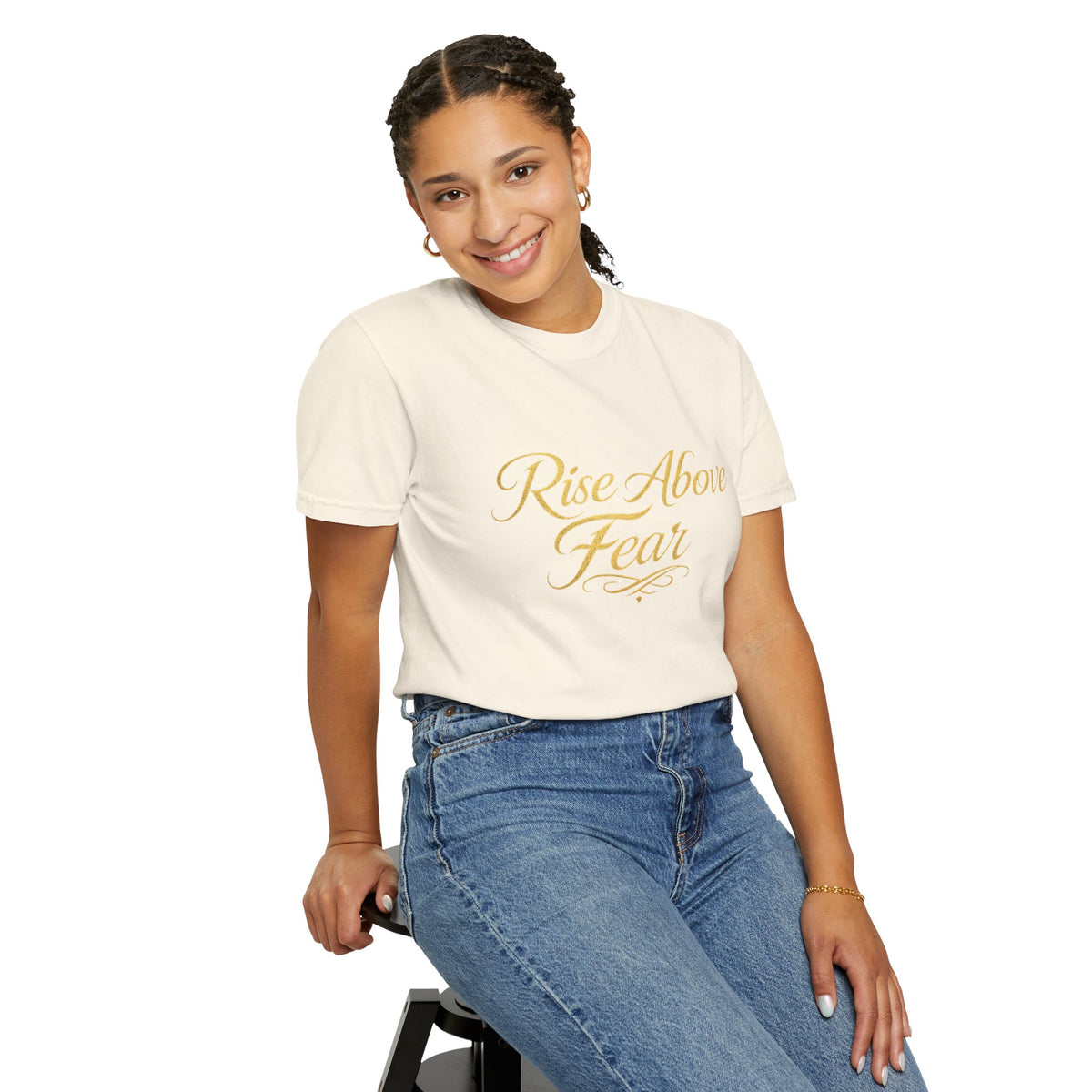 Rise Above Fear T-Shirt — Inspirational Script Graphic Tee