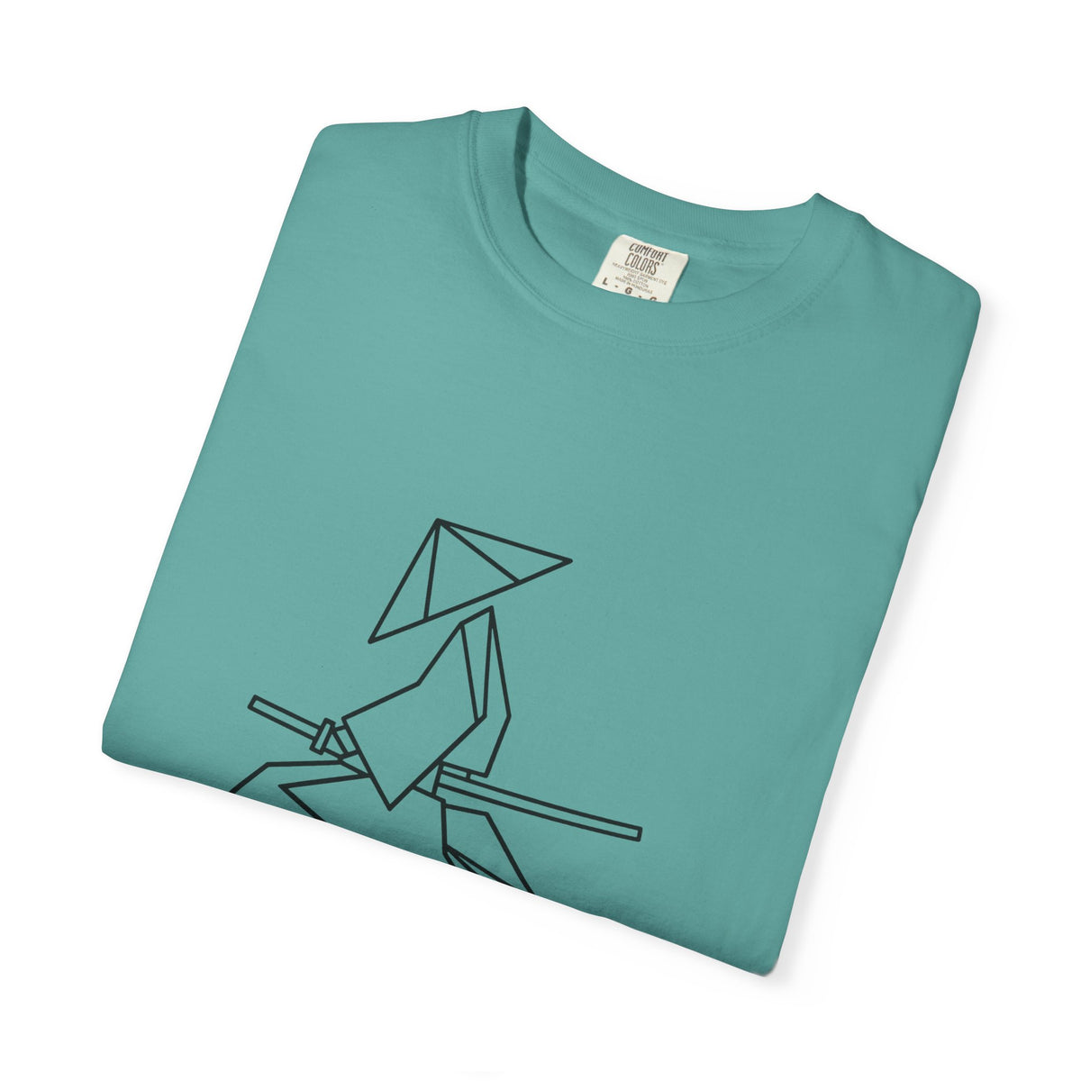 Samurai Line Art T-Shirt — Minimal Origami Swordsman Graphic Tee