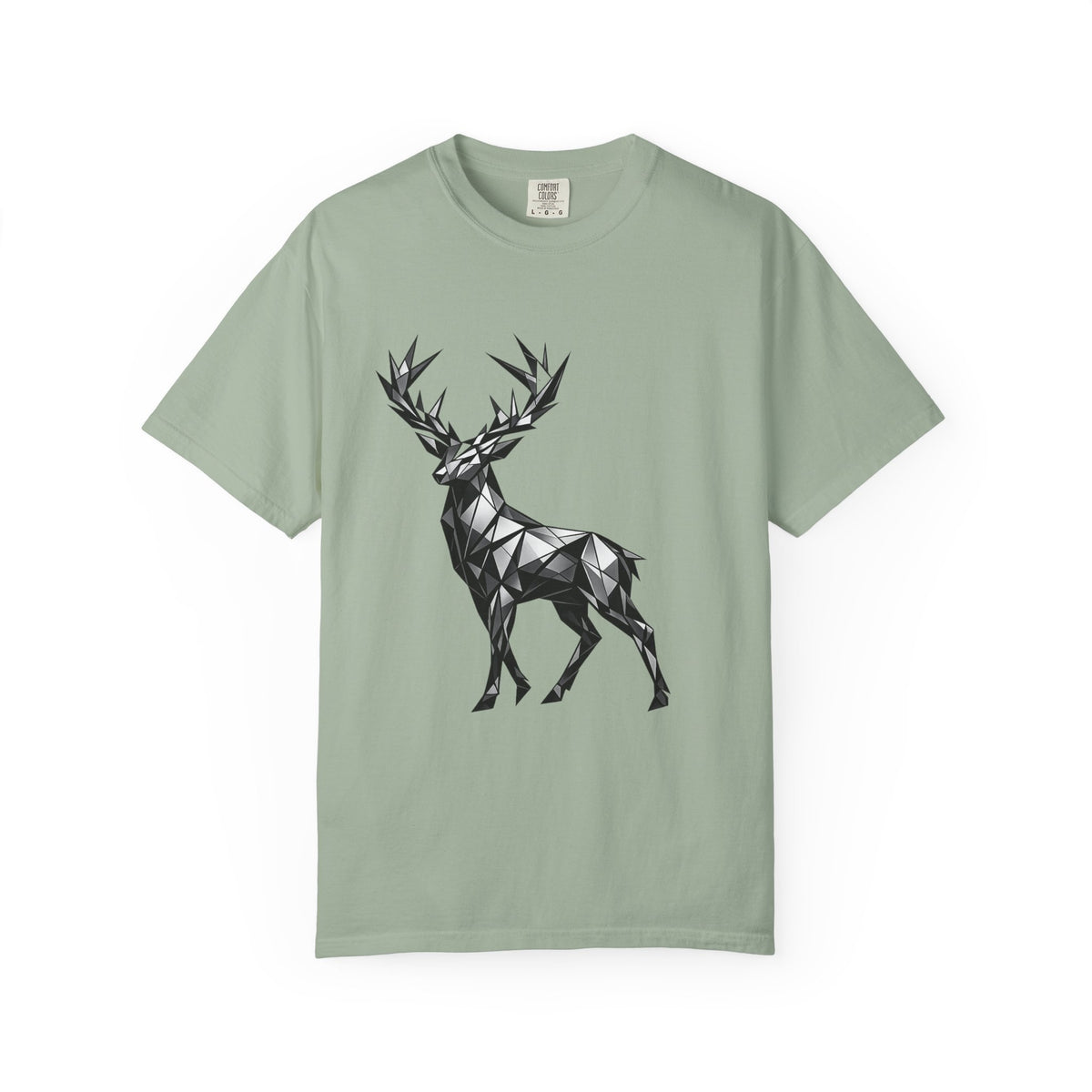 Geometric Stag T-Shirt — Black Polygon Deer Graphic Tee