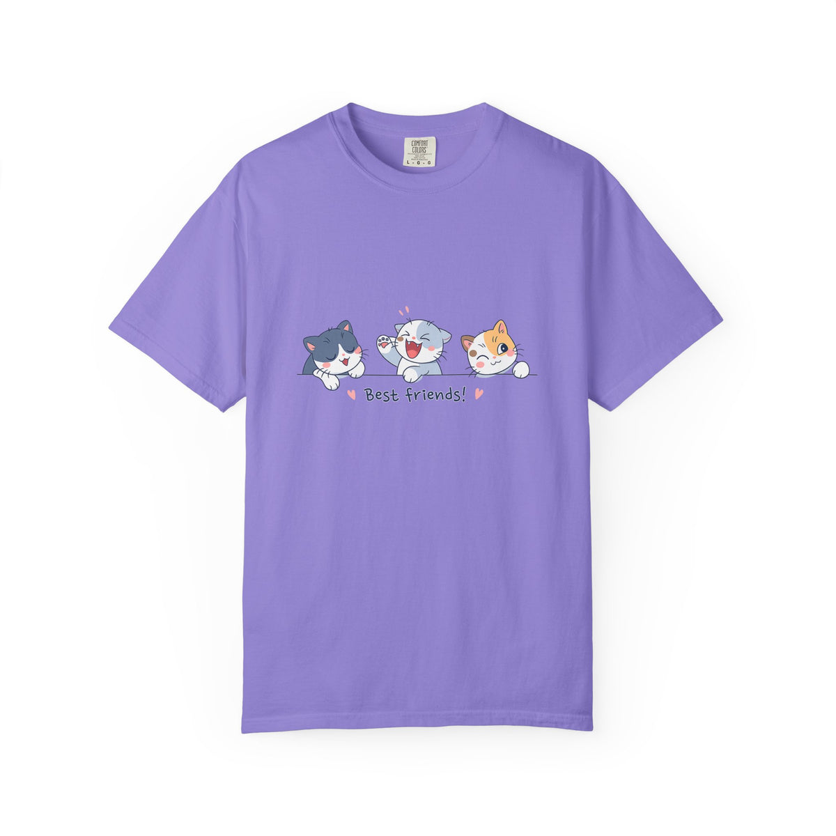 Cute ‘Best Friends!’ Cat T-Shirt — Cartoon Kitten Trio Graphic Tee