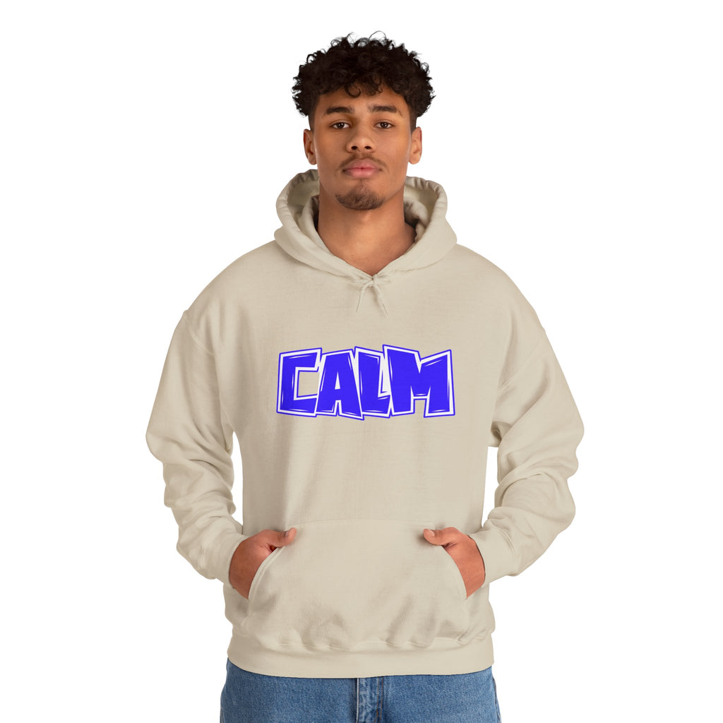Calm Graphic Hoodie — Bold Blue Streetwear Pullover
