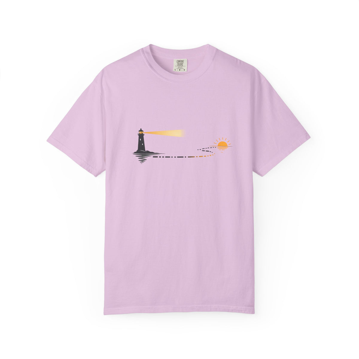 Lighthouse Sunset T-Shirt — Nautical Coastal Tee with Beacon Graphic