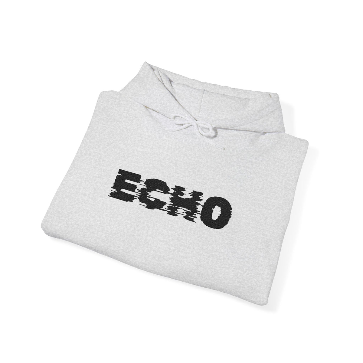 Echo Distressed Logo Hoodie — Retro Grunge Streetwear Pullover