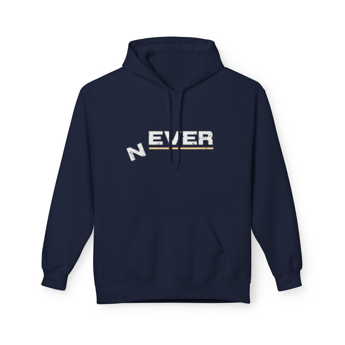 Never Typography Hoodie — Brown Casual Graphic Pullover