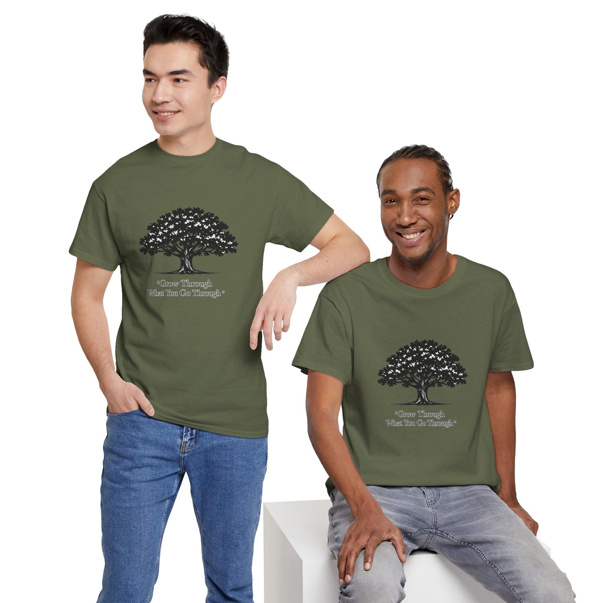 Tree of Growth T-Shirt — "Grow Through What You Go Through" Inspirational Tee
