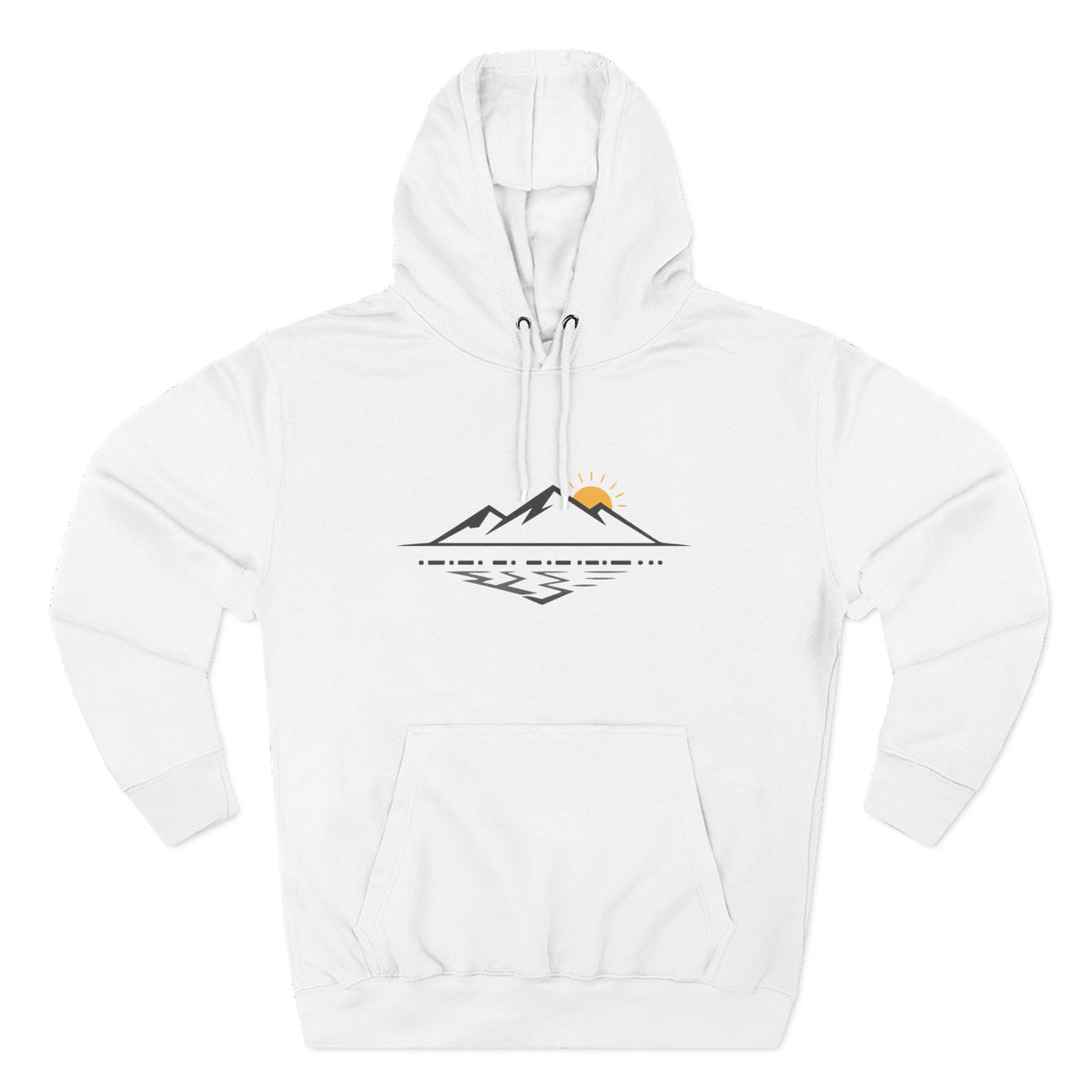 Mountain Sunrise Hoodie — Minimal Outdoor Graphic Pullover