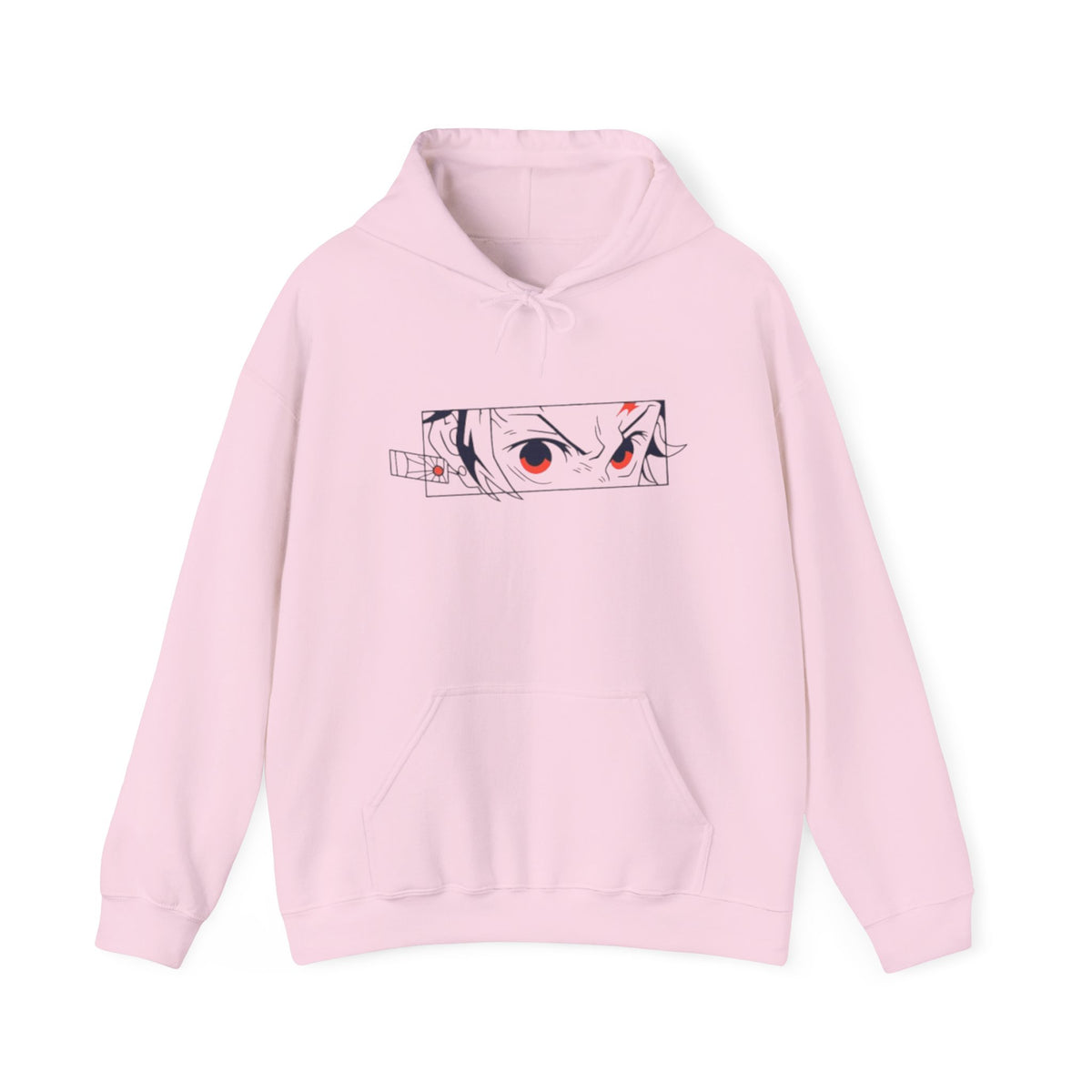 Anime Eyes Hoodie — Minimal Red & Black Manga Gaze Sweatshirt
