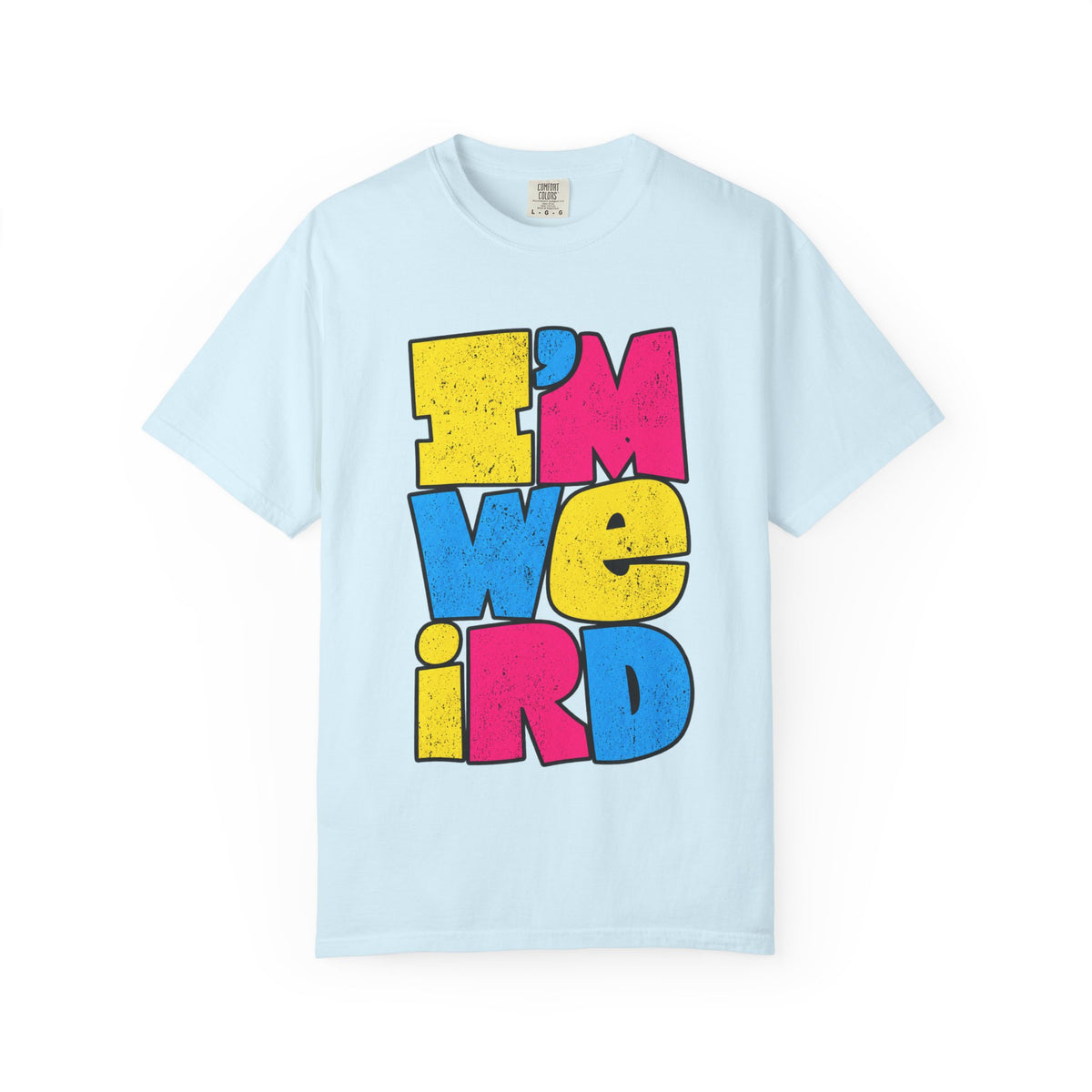 "I'M WEIRD" Colorblock Graphic T-Shirt — Retro Pop Statement Tee