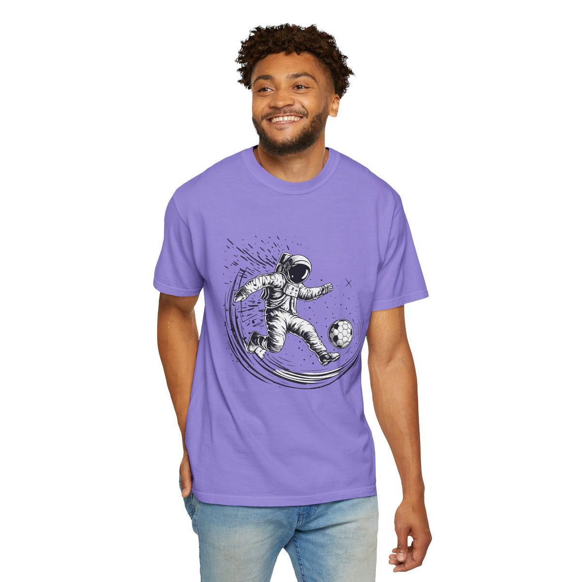 Astronaut Soccer T-Shirt — Space Football Graphic Tee