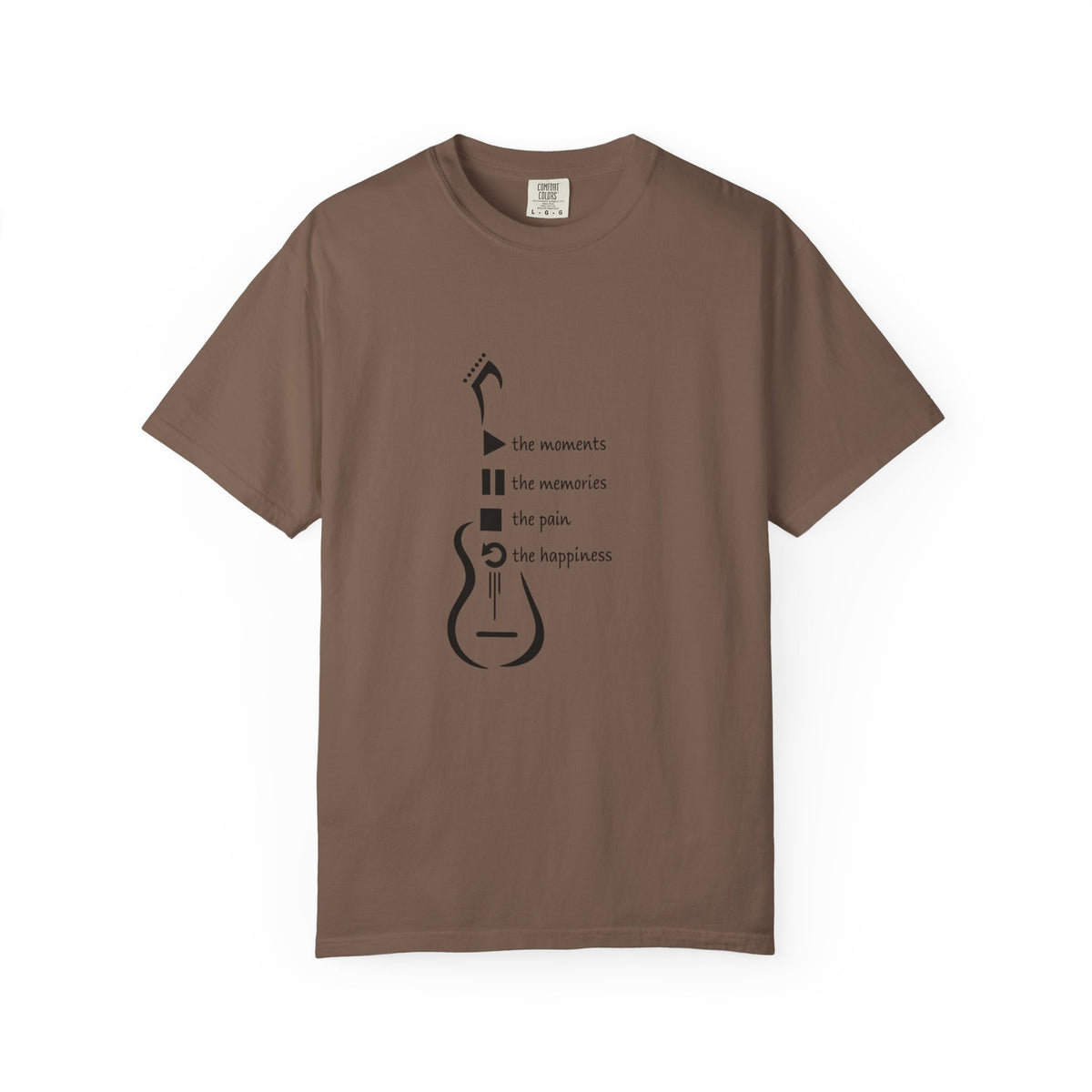 Guitar Silhouette Tee — "Our Moments, Our Memories, Our Music, Our Happiness"
