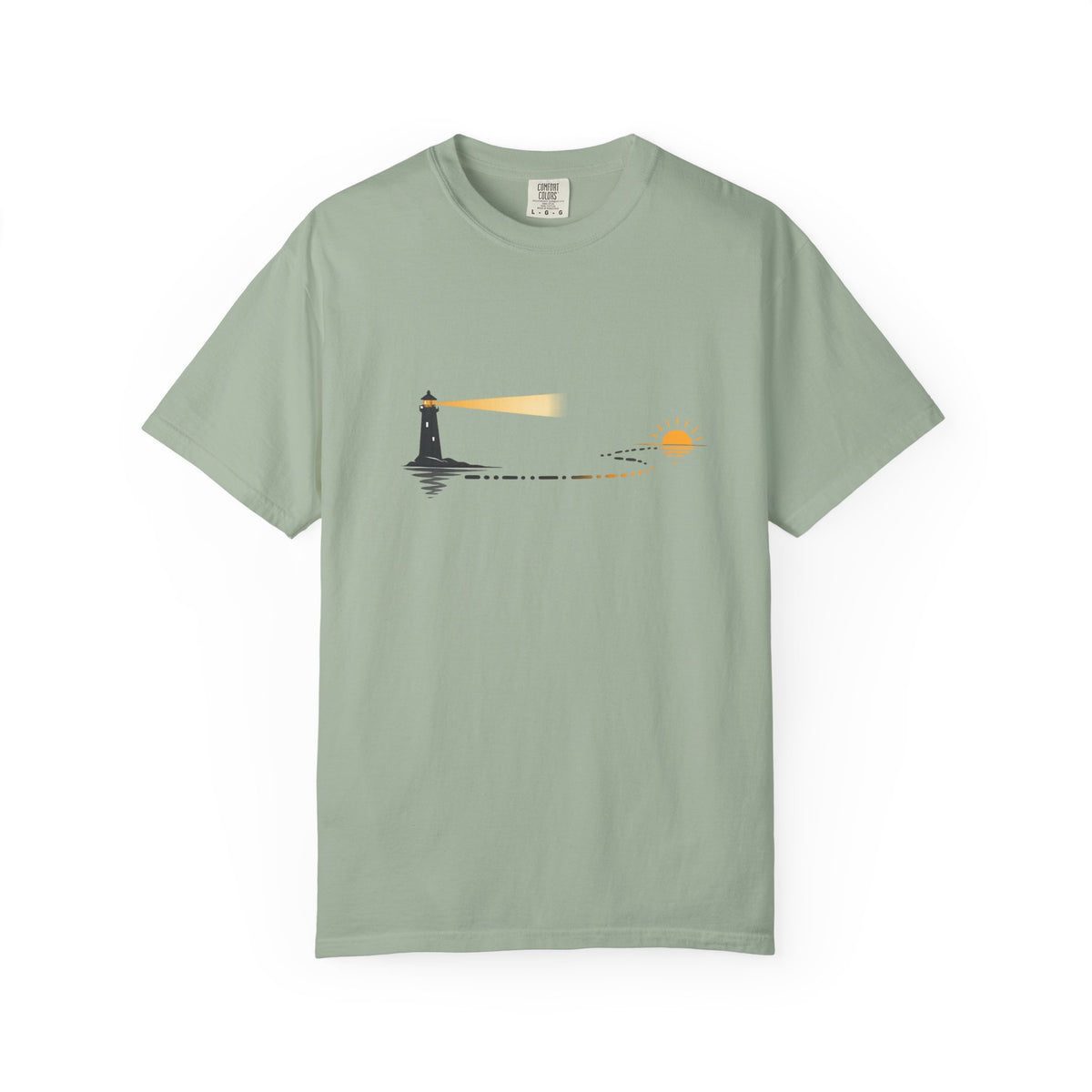 Lighthouse Sunset T-Shirt — Nautical Coastal Tee with Beacon Graphic