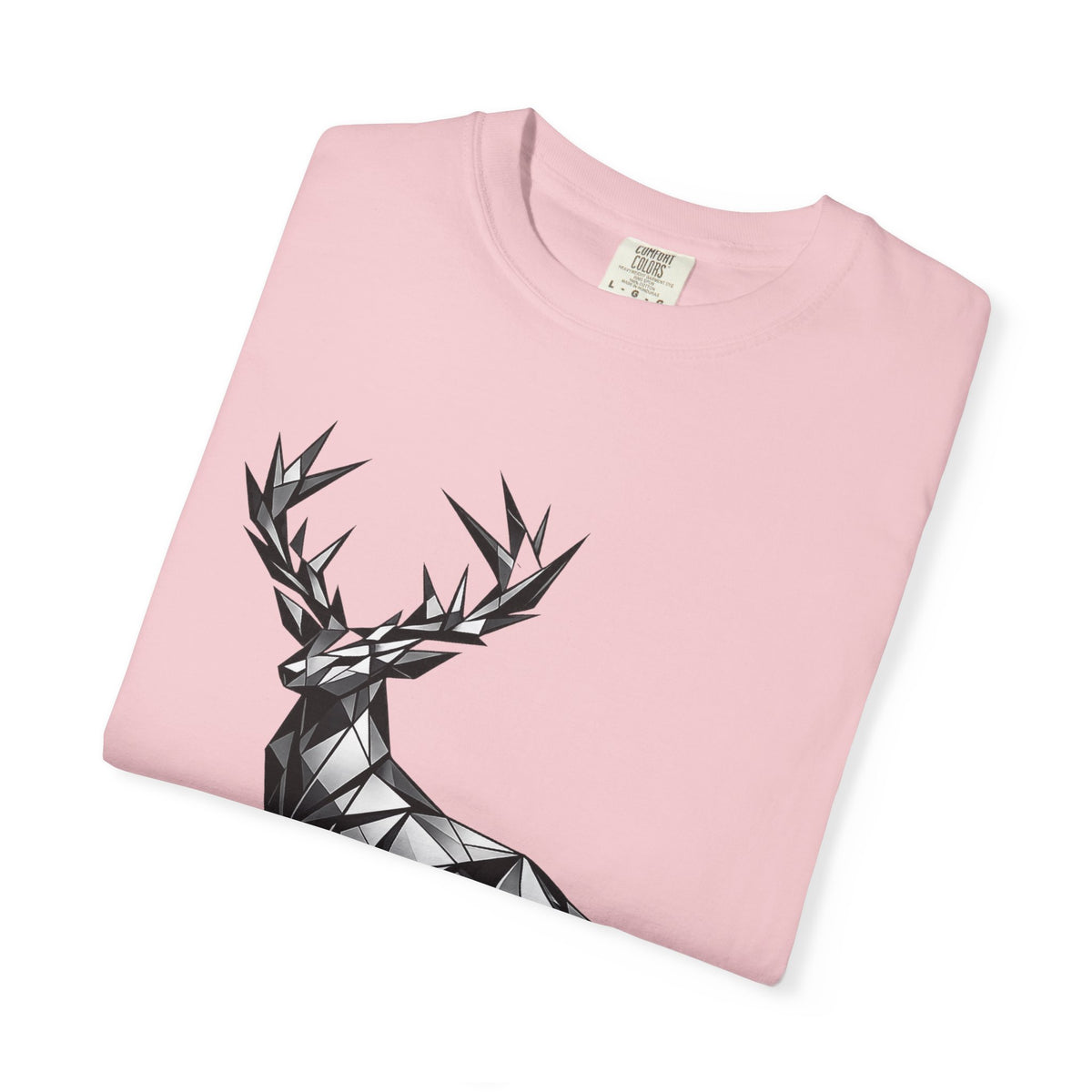 Geometric Stag T-Shirt — Black Polygon Deer Graphic Tee
